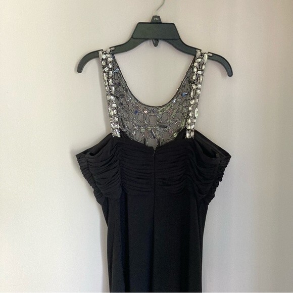 Xscape women’s black jeweled rhinestone halter full length dress size 10. - Picture 8 of 9